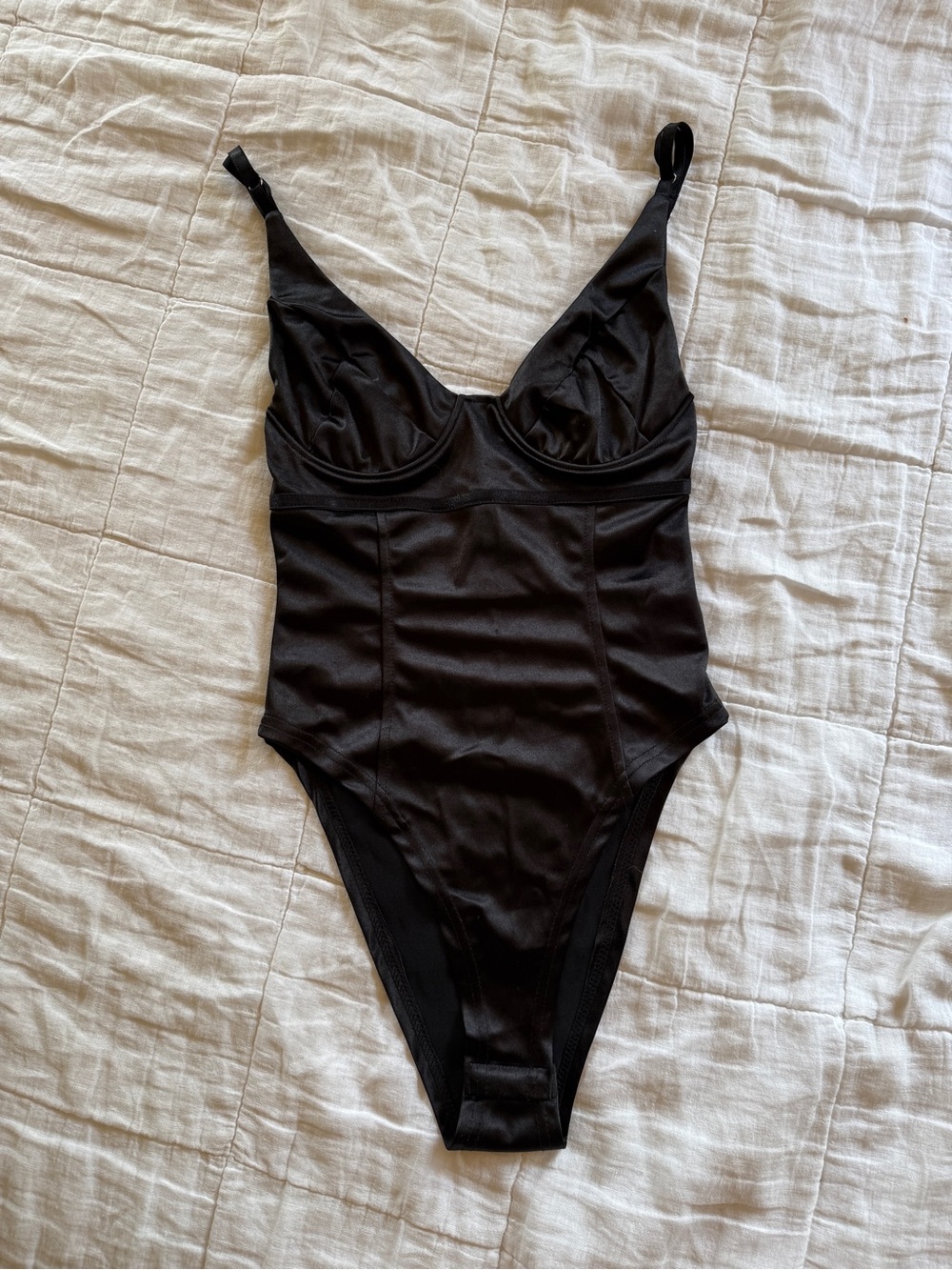 Black Scoop Neck One-Piece Bodysuit